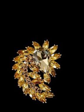 Citrine Rhinestone Statement Brooch